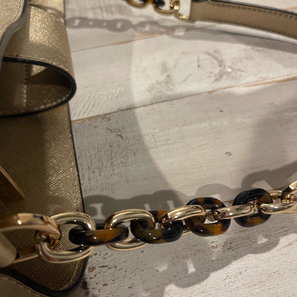 Michael Kors Gold Shoulder Bag with Structured Shape and Curved Handle - Picture 10 of 10
